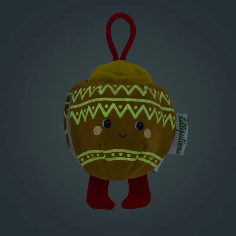 Gioco per bambini a forma di folletto fosforescente reversibile che diventa una pallina di Natale